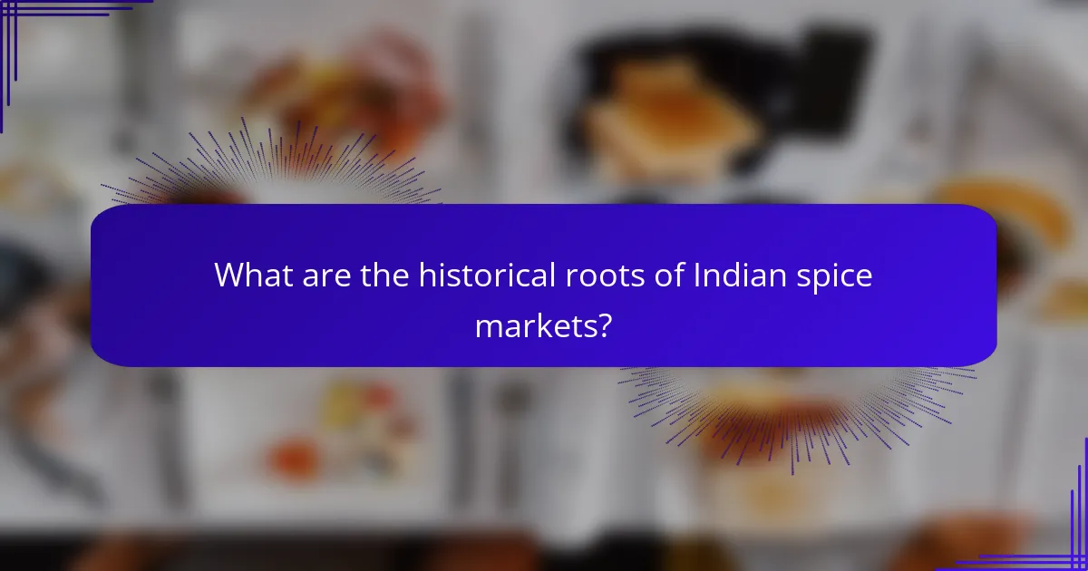What are the historical roots of Indian spice markets?