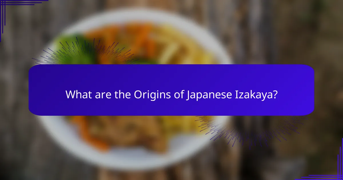 What are the Origins of Japanese Izakaya?