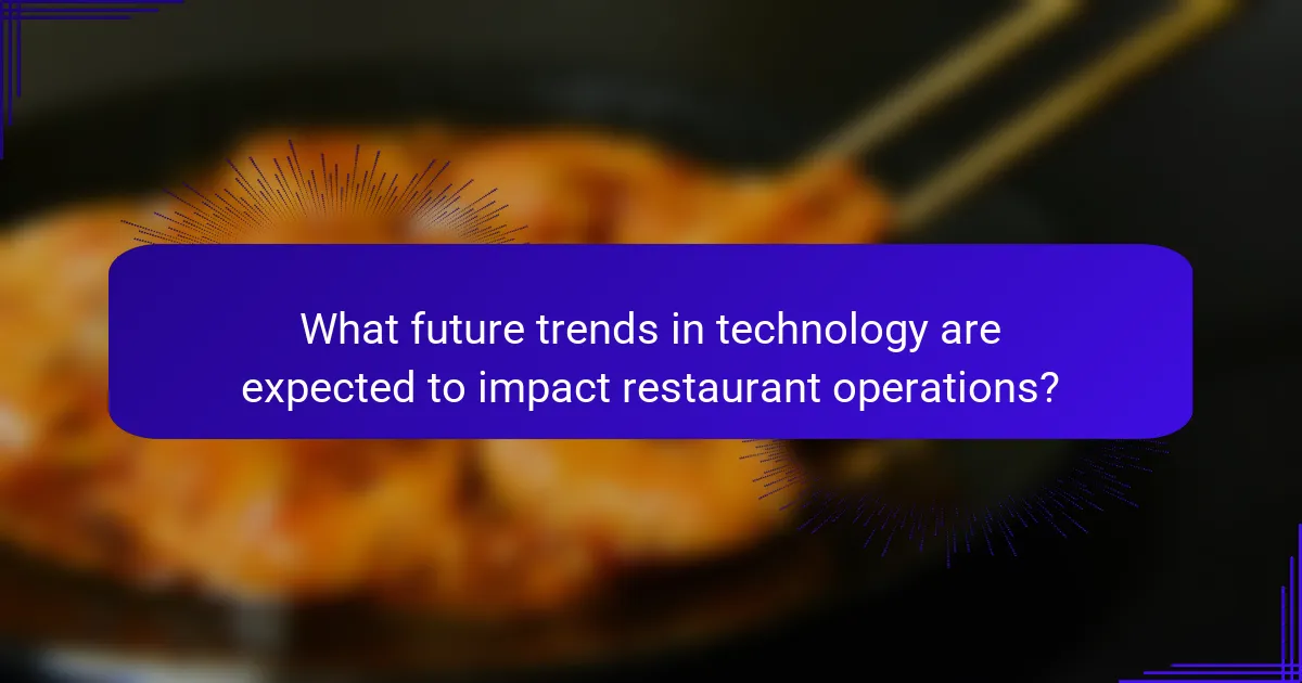 What future trends in technology are expected to impact restaurant operations?