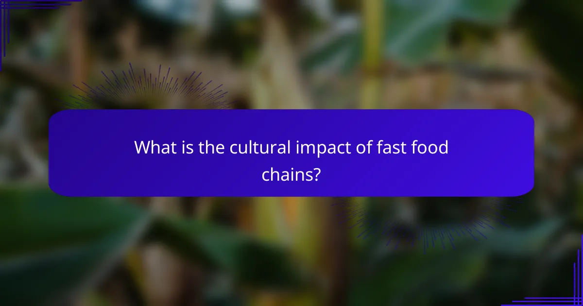 What is the cultural impact of fast food chains?