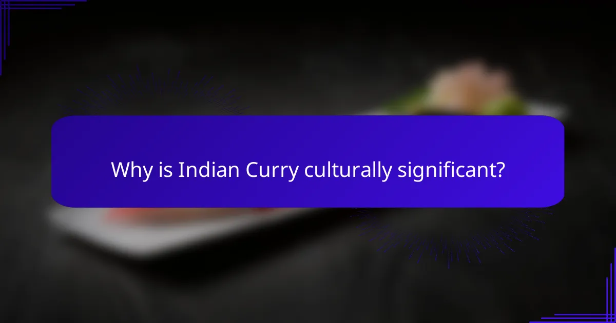 Why is Indian Curry culturally significant?